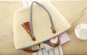 Summer Beach Bag For Women Straw Tassel Shoulder Bag