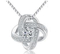 Women's Crystal Clover Necklace 925 Sterling Silver